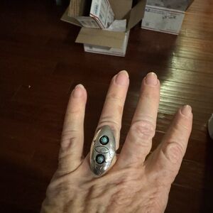 Sterling silver turquoise shadow box ring size 6 1/2